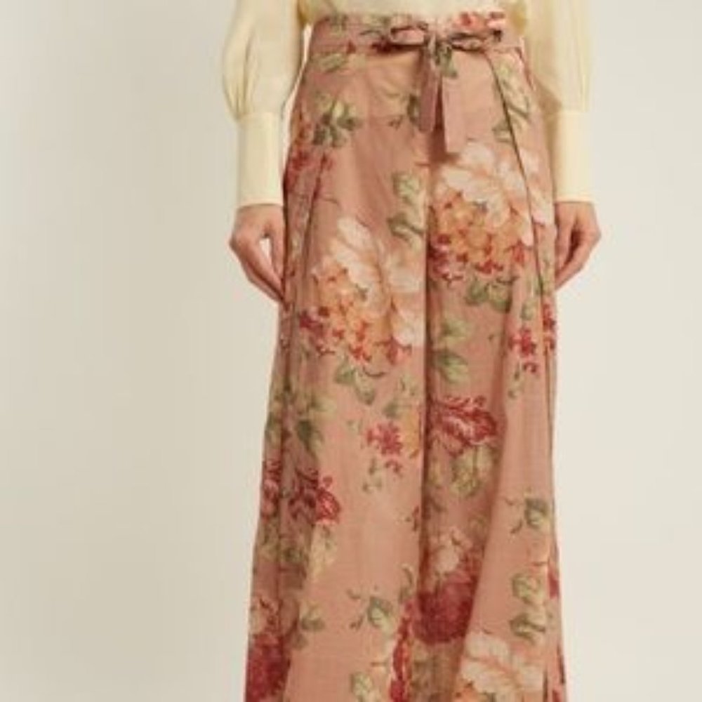Zimmermann Corsair Floral Tie Pants; Wrap Style, Wide Leg; Zimm Size 2 US M/6-8
